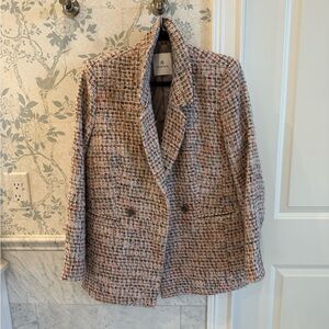 Anine Bing Diana Tweed Blazer Lavender Multi Wool Blend Double Breasted S